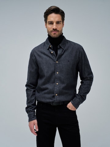 Salsa Jeans Regular fit Button Up Shirt in Black: front