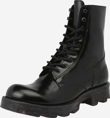 DIESEL - Botas con cordones 'HAMMER' en negro: frente