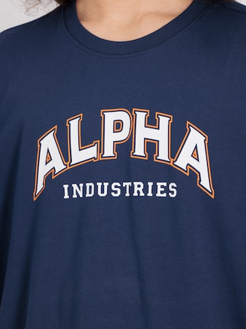 ALPHA INDUSTRIES - Camisa 'College T' em azul