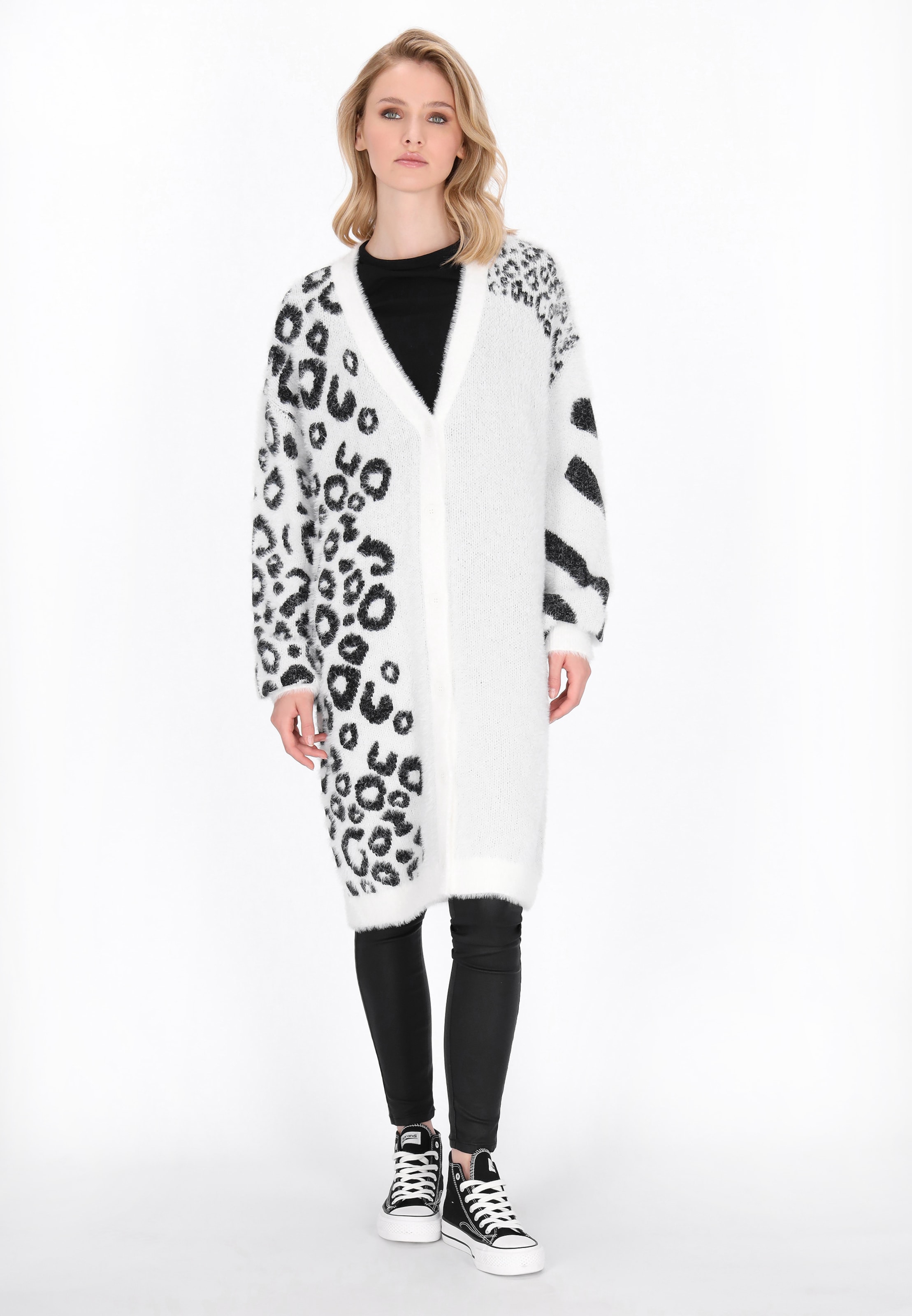 myMo ROCKS Πλεκτή ζακέτα σε λευκό