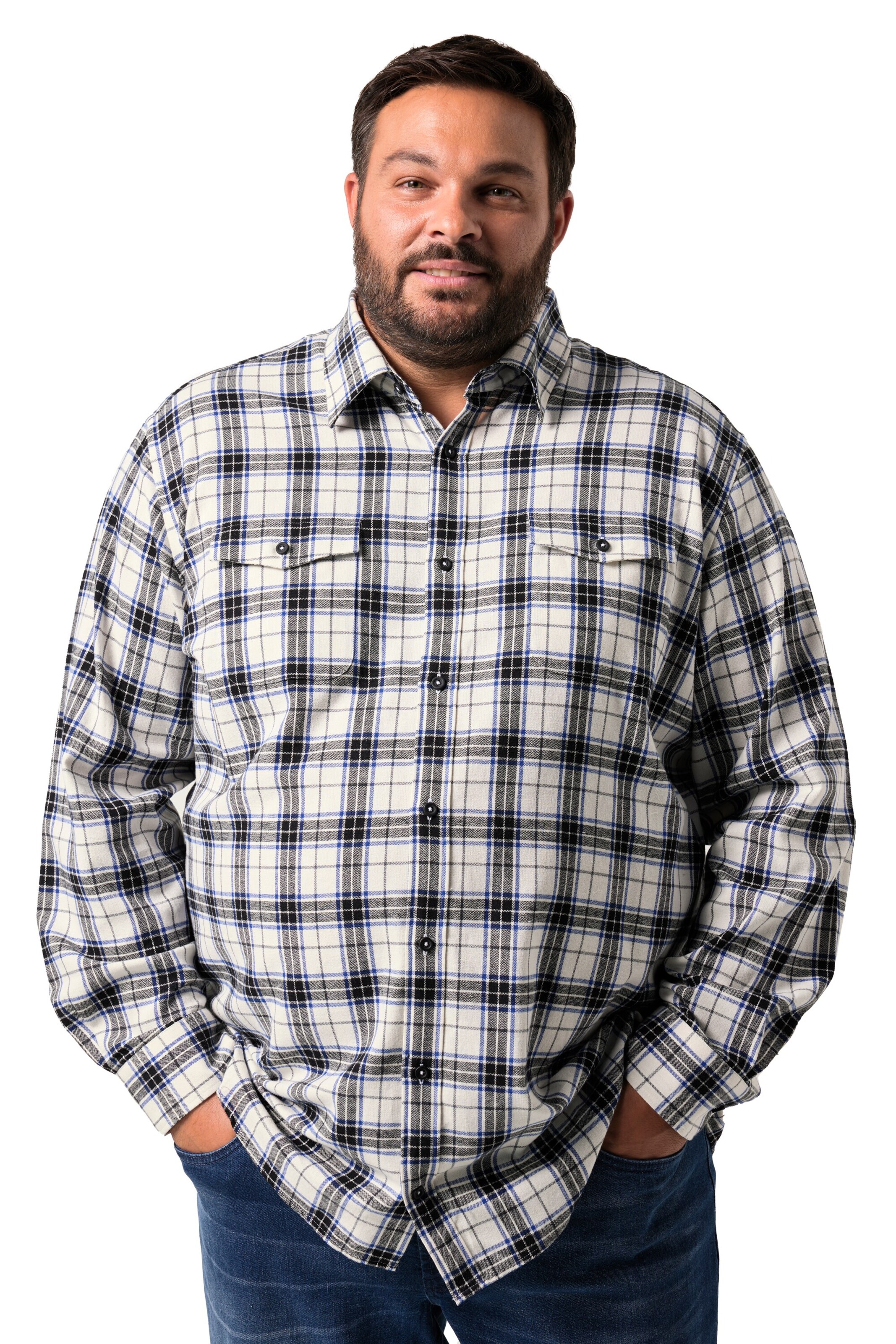 Men Plus Comfort fit Button Up Shirt in Mixed colours: front