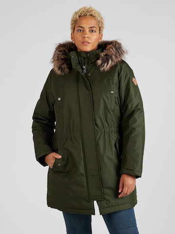 ONLY Carmakoma - Parka de inverno 'Irena' em verde: frente