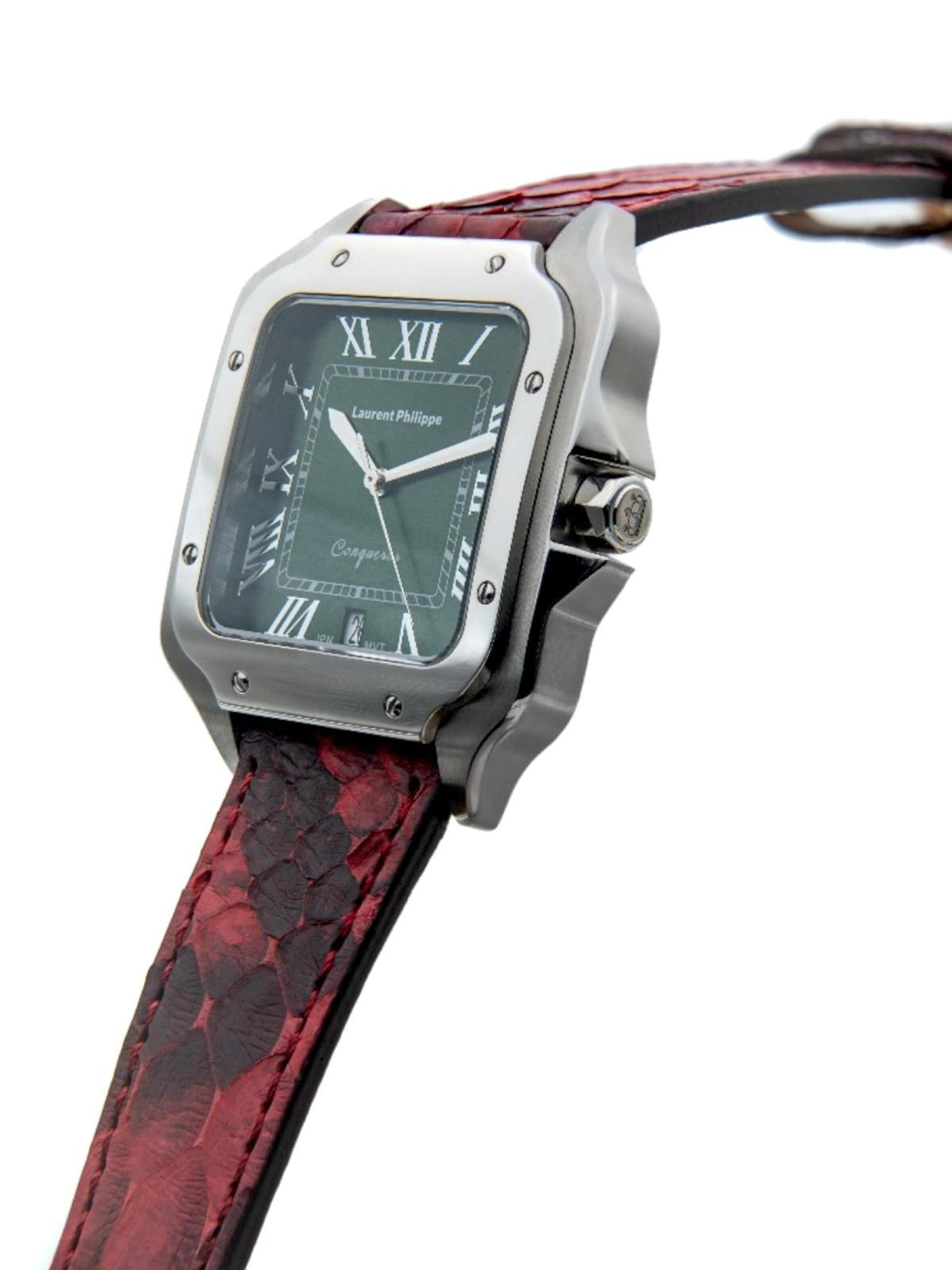 Laurent Philippe - Reloj analógico 'Conqueror Emerald – Serpent Rouge' en rojo