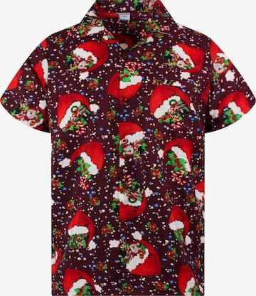 Camicia 'Christmas Flying Hats' di King Kameha in rosso: frontale