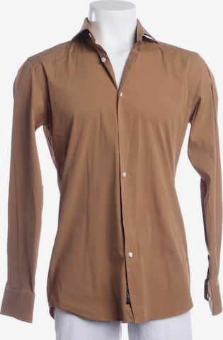 BOSS Black Button Up Shirt in M in Brown: front
