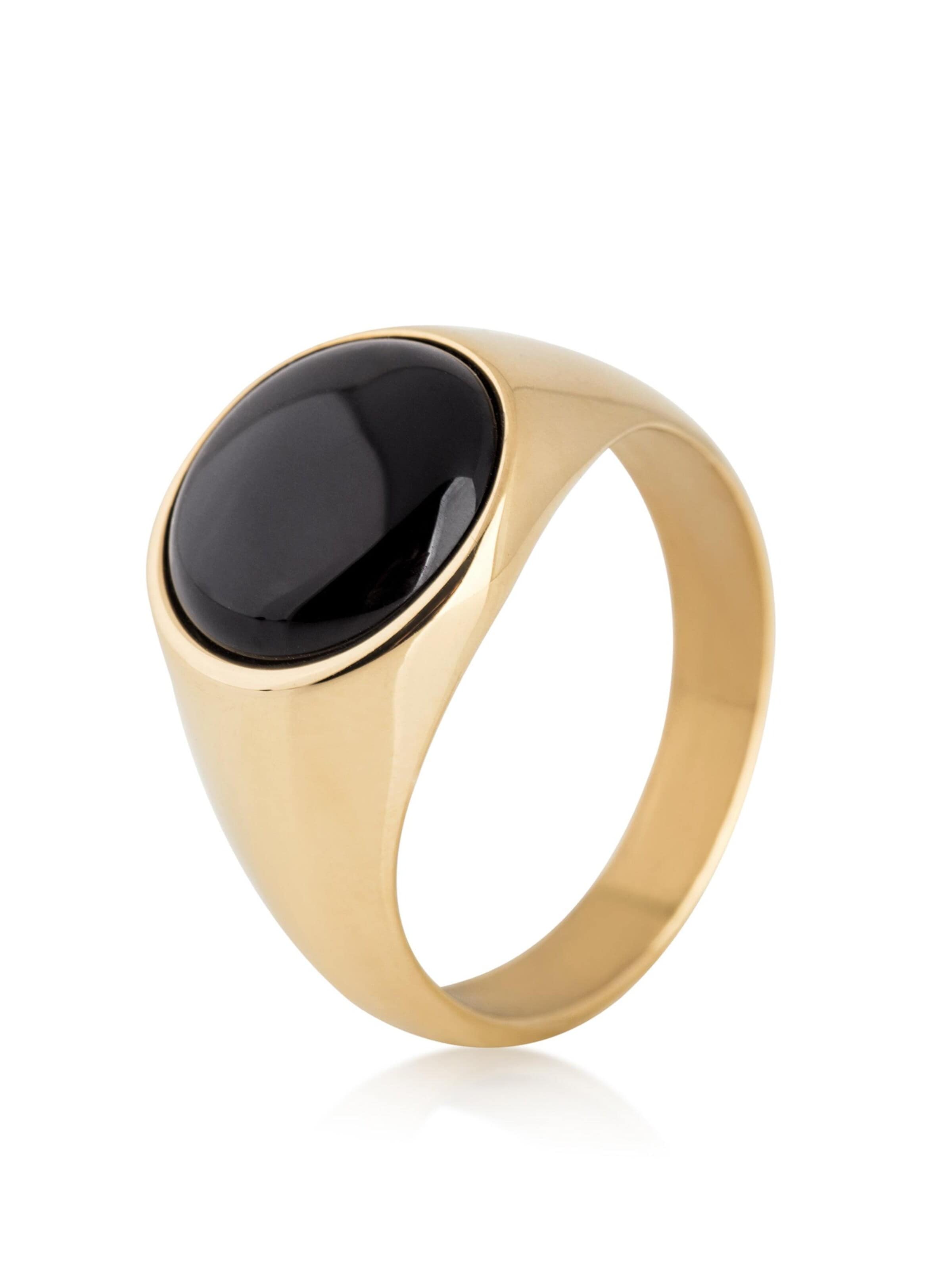 Akitsune Ring 'Coruscent Ring Gold-Onyx' in Gold: front