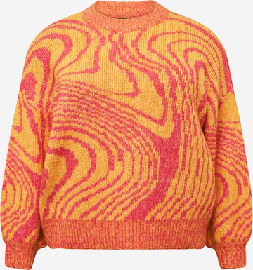 PIECES Curve Pullover 'MARA' i orange: forside