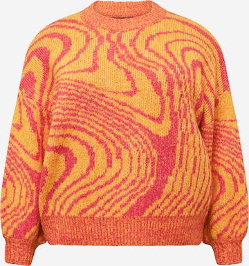 PIECES Curve Sweater 'MARA' in Orange: front