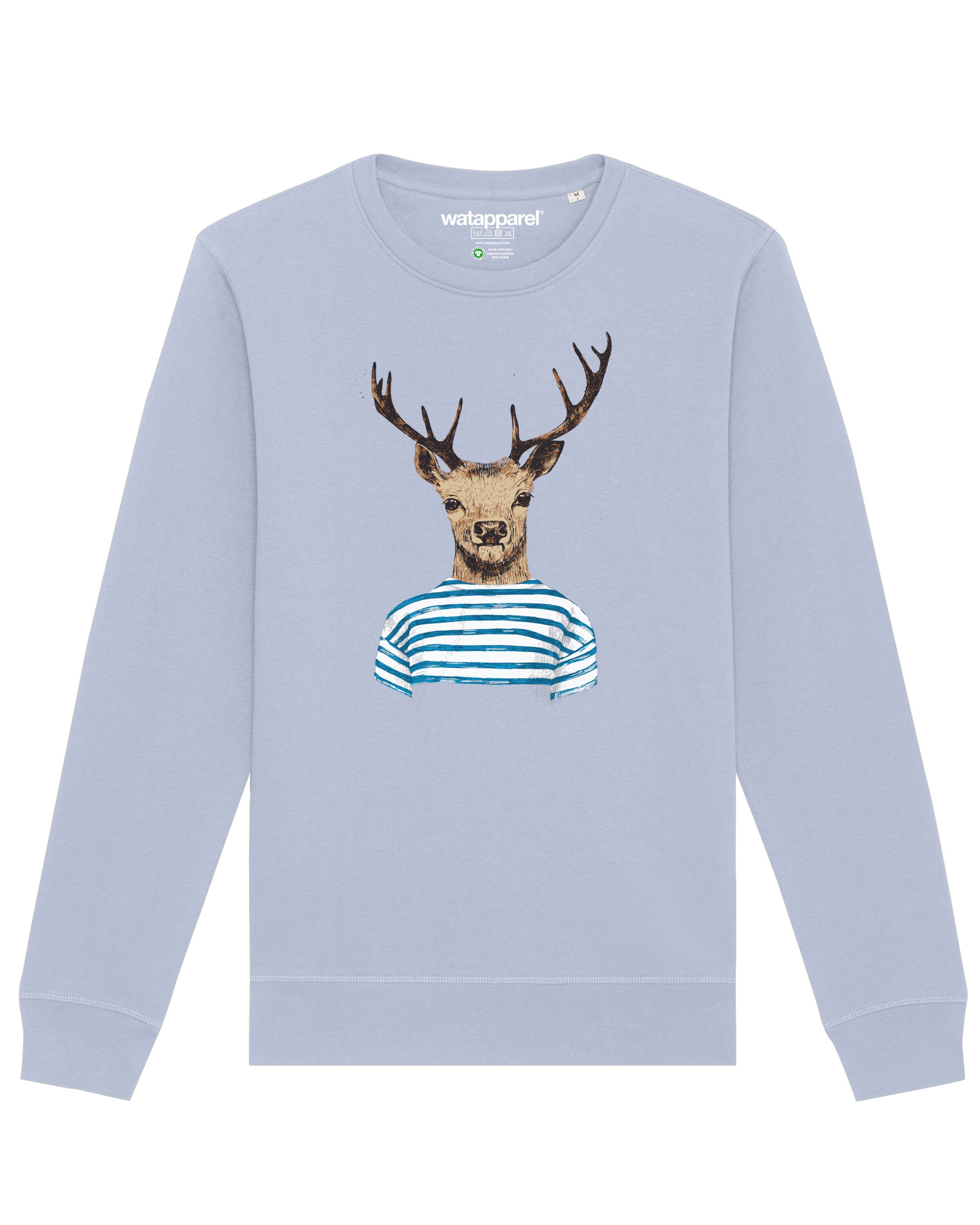 Watapparel Sweatshirt ' Hirsch ' in Blauw: voorkant