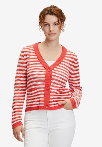 Cartoon Knit Cardigan in Orange: front