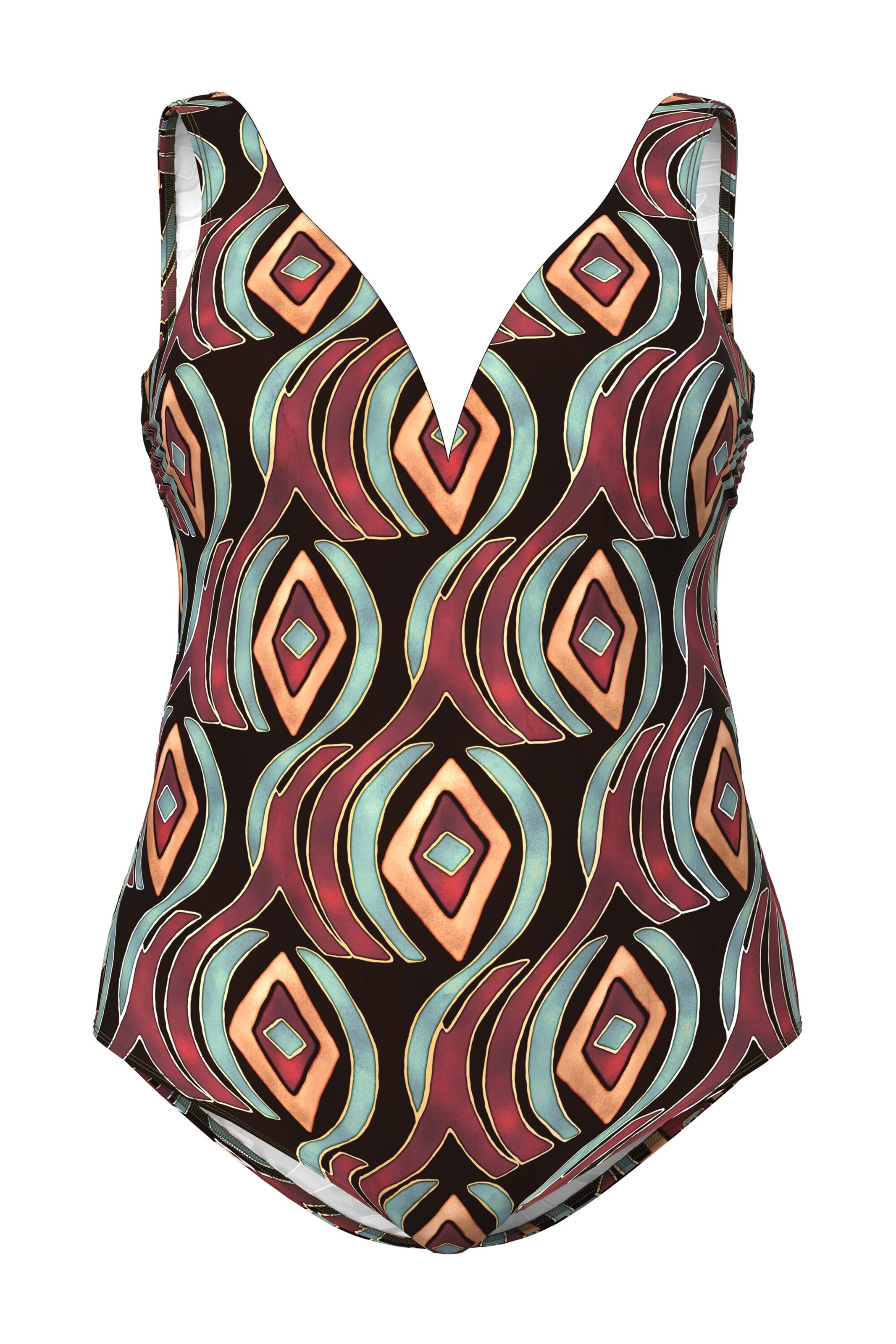 Ulla Popken Bustier Badeanzug in Schwarz: Vorderseite