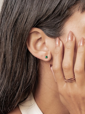 Hey Happiness Oorbellen 'Emerald Bezel Cubic Zirconia' in Goud