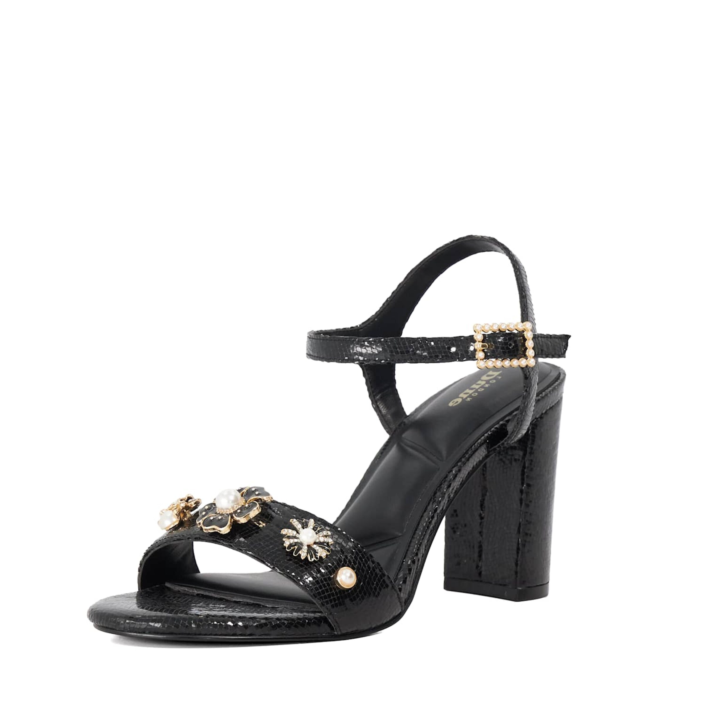 Dune LONDON Riemensandale 'Mention' in Schwarz: Vorderseite