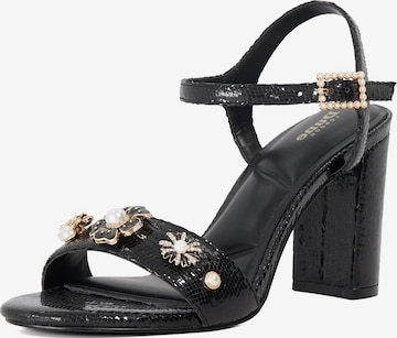 Dune LONDON Riemensandale 'Mention' in Schwarz: Vorderseite