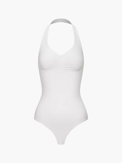 cfab (formerly creamy fabrics) Body modelant 'Neckholder Shapewear mit String' en XS en blanc, Vue avec produit