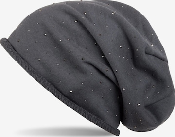 styleBREAKER Mütze 'Beanie mit Strass Nieten' in Grau: Vorderseite