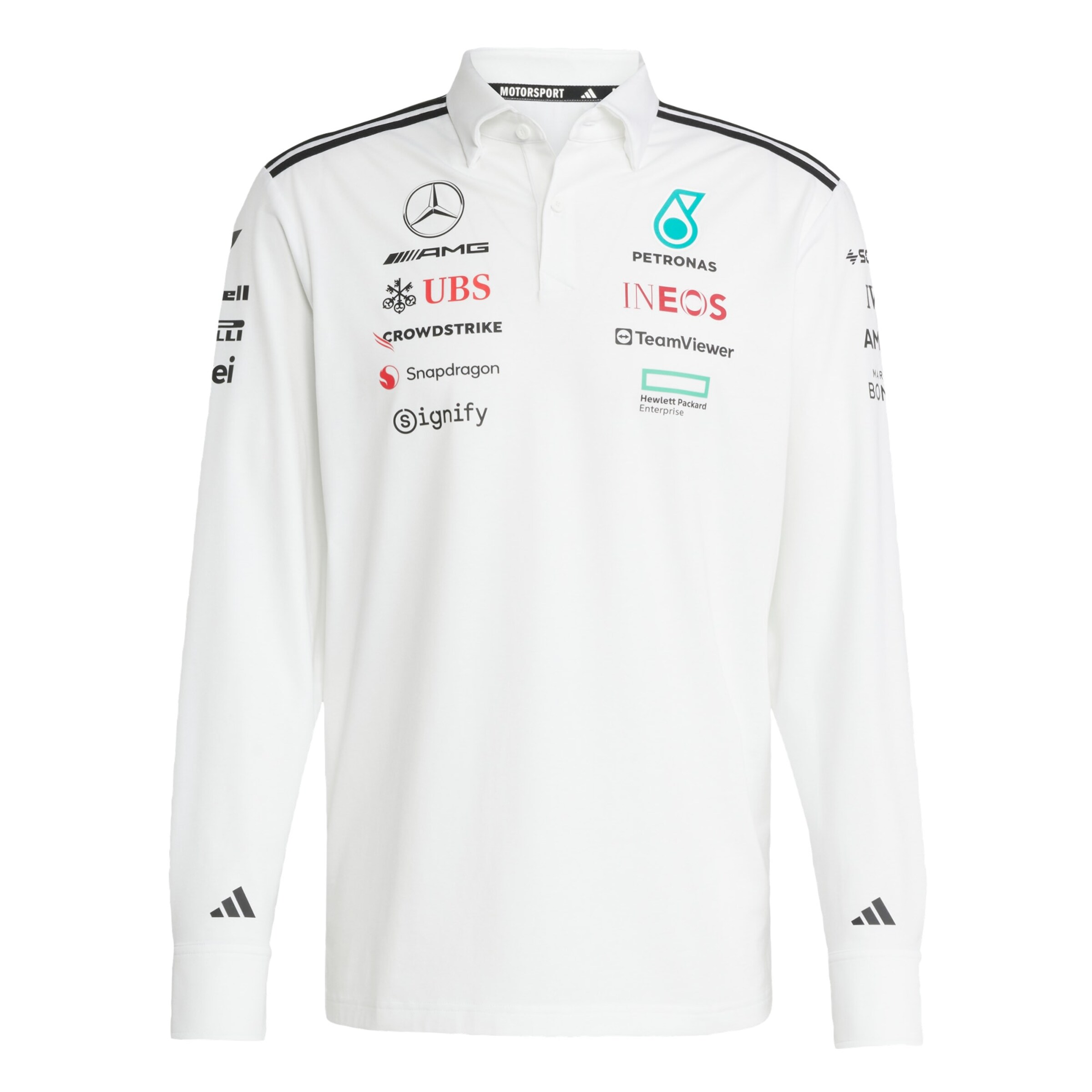 ADIDAS PERFORMANCE - Camiseta funcional 'MERCEDES - AMG PETRONAS FORMULA ONE TEAM POLO LONG' en blanco: frente