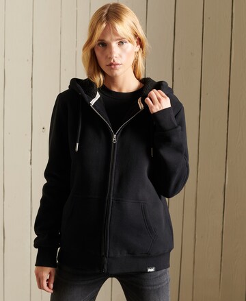 Superdry Zip-Up Hoodie in Black: front