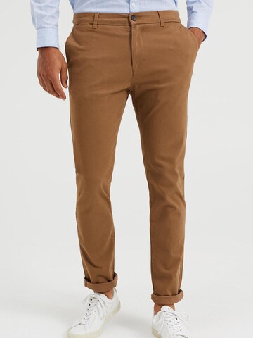 Coupe slim Pantalon chino WE Fashion en marron : devant