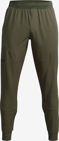 UNDER ARMOUR Regular Workout Pants 'Unstoppable' in Green: front