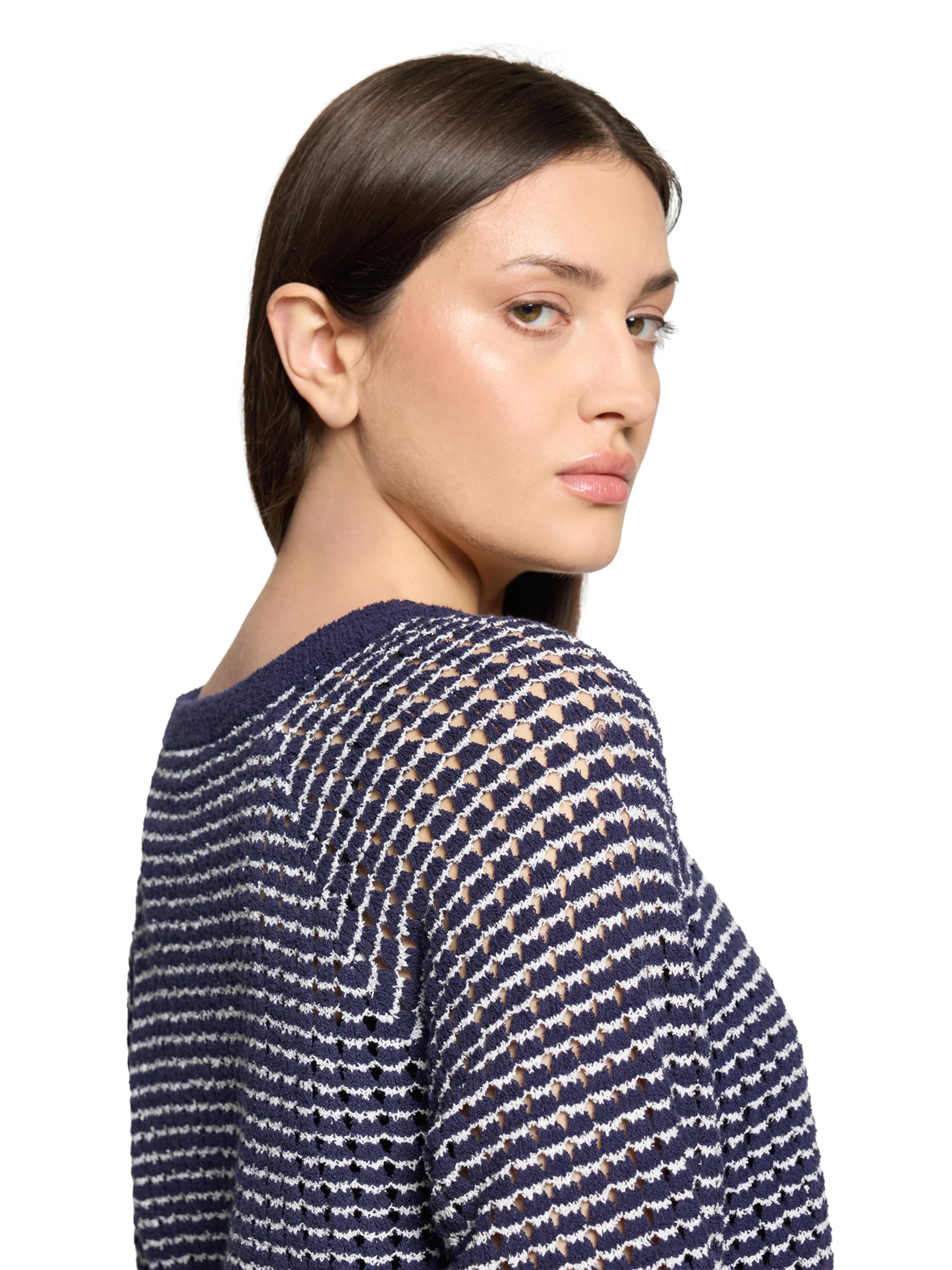 Cartoon Strickpullover mit Rundhalsausschnitt in Blau