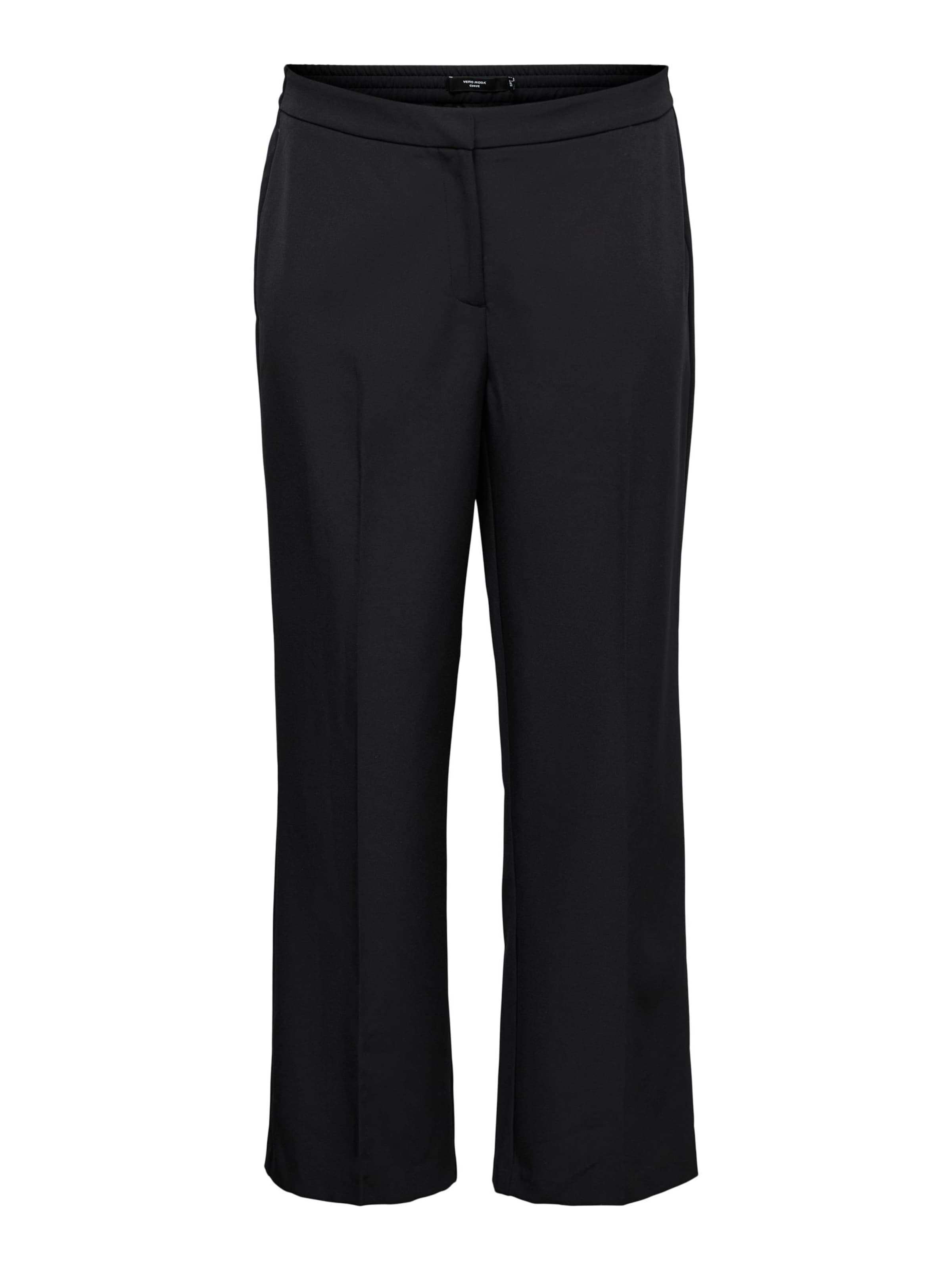 Vero Moda Curve Wide leg Trousers with creases 'MAYLI' in Black: front