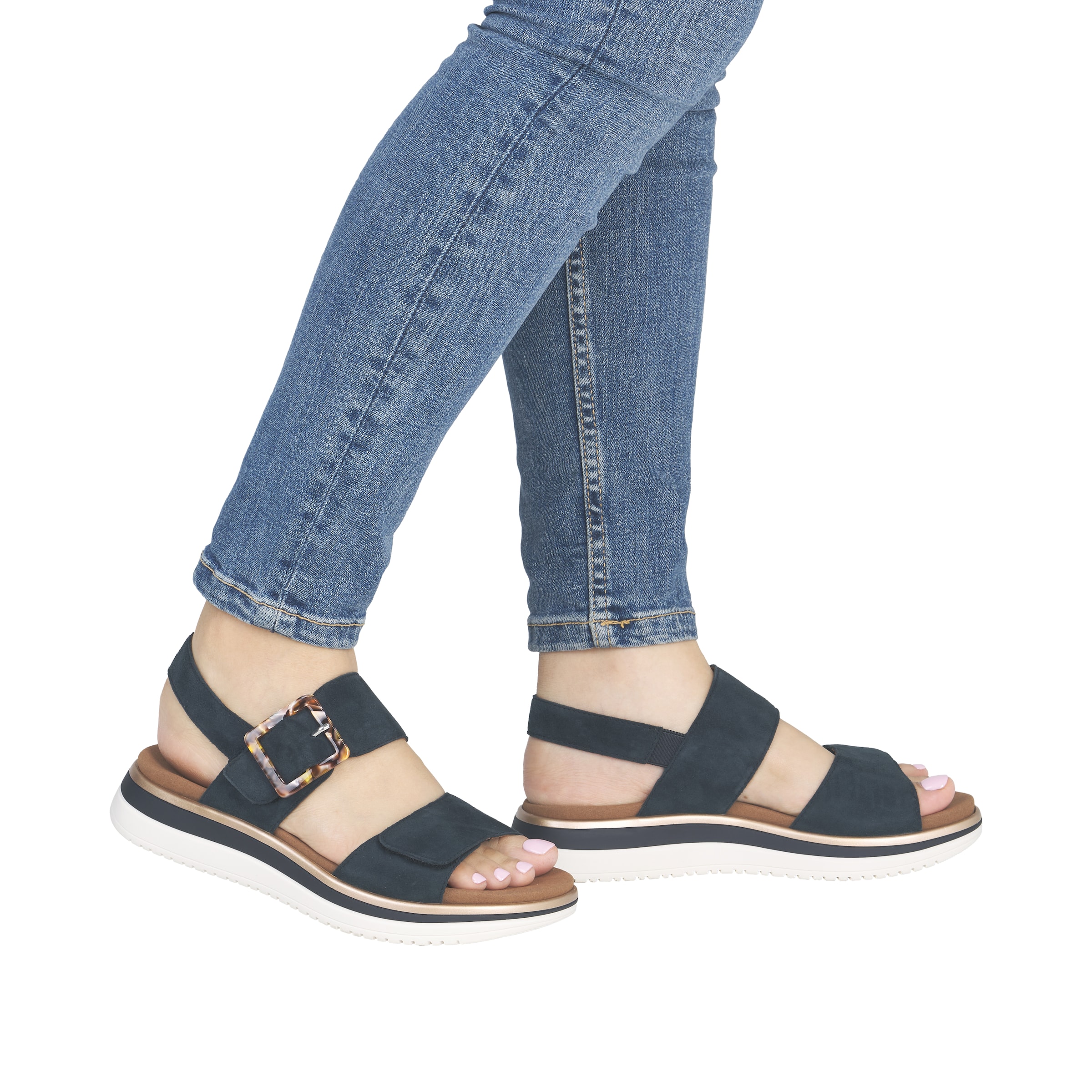 REMONTE Strap Sandals in Blue: front
