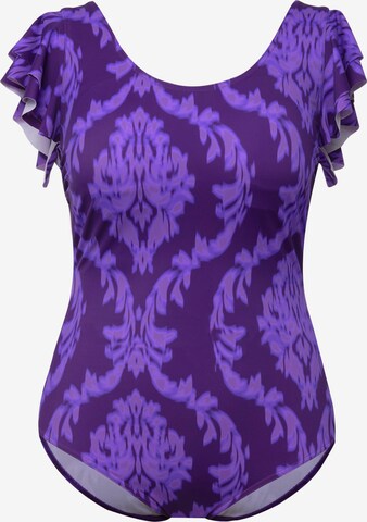 Ulla Popken Swimsuit in Purple: front