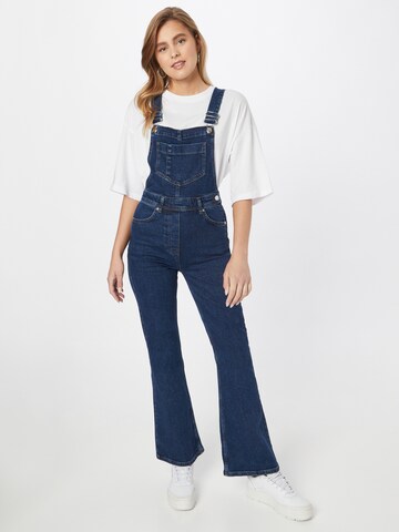 Warehouse Flared Tuinbroek jeans in Blauw: voorkant