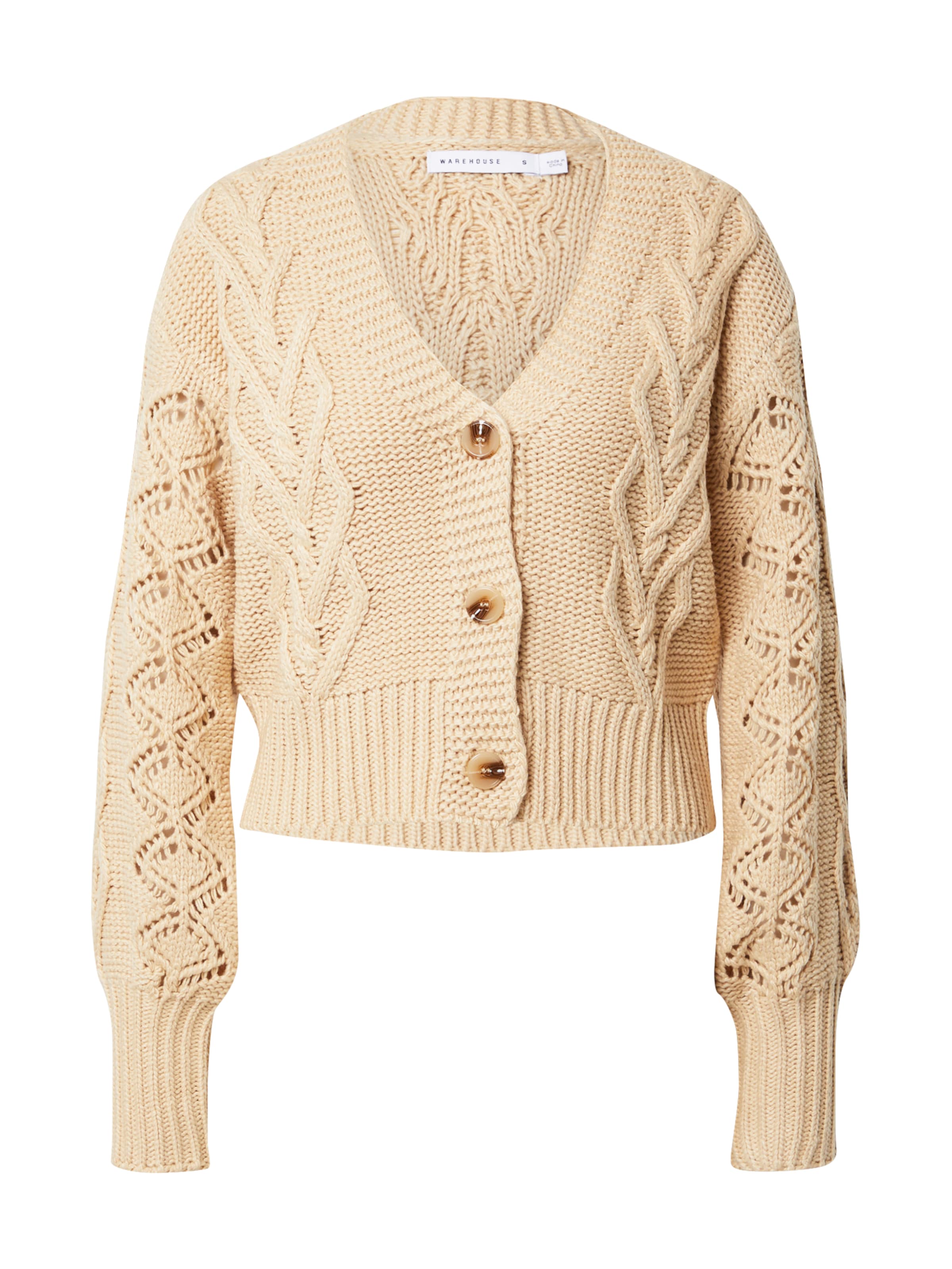 Warehouse Knit cardigan in Beige: front