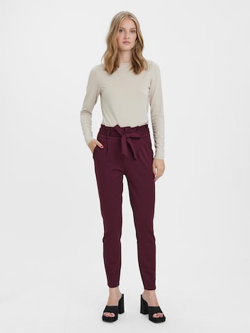 VERO MODA Slim fit Pleat-Front Pants 'Eva' in Red