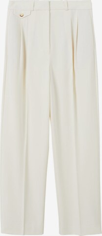 MANGO Loose fit Pleat-Front Pants 'JIM' in White: front