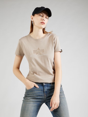 T-shirt ALPHA INDUSTRIES en beige : devant