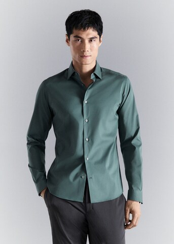 MANGO MAN Regular fit Button Up Shirt 'Palmar' in Green: front