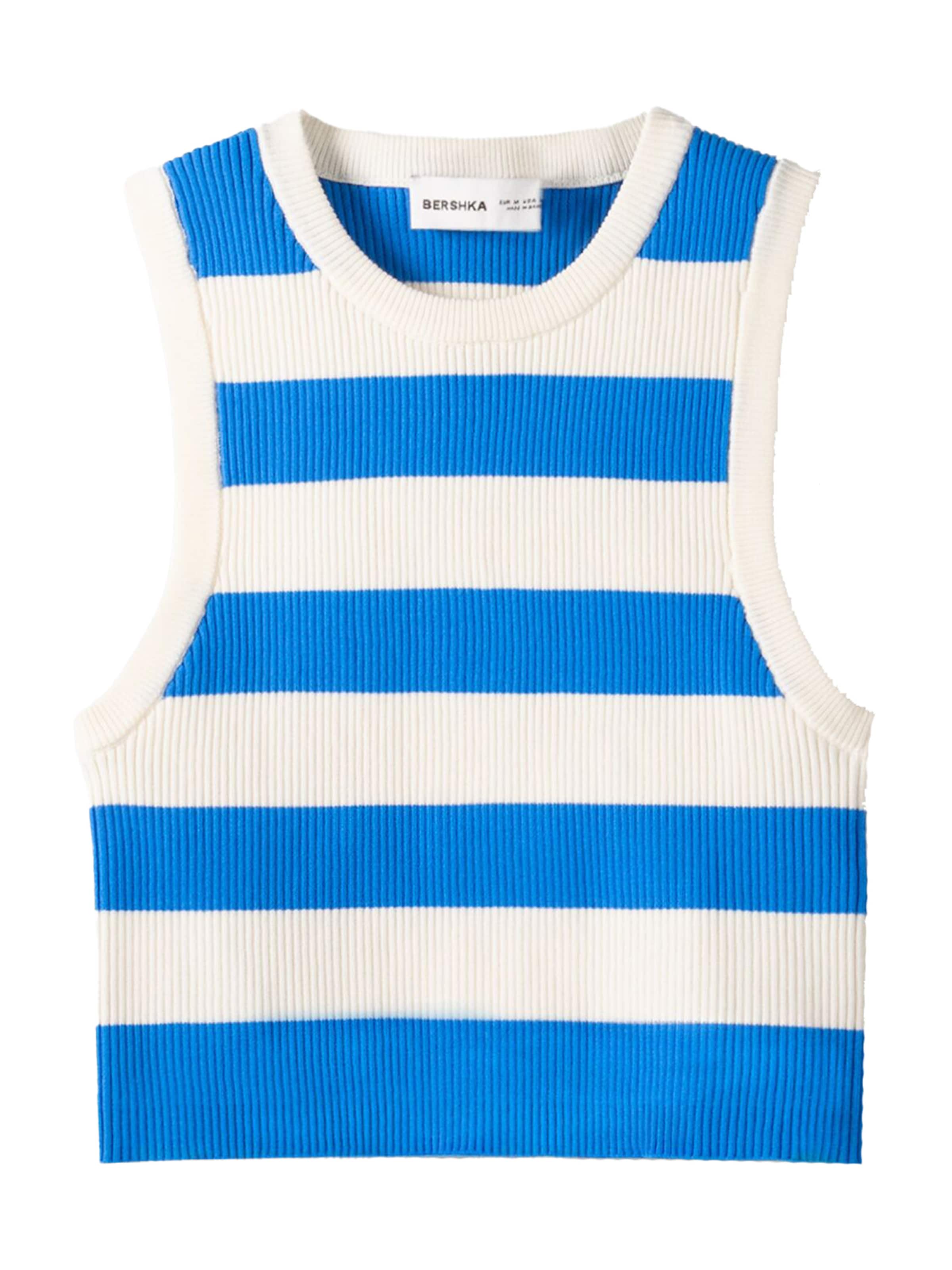 Tops en tricot Bershka en bleu : devant