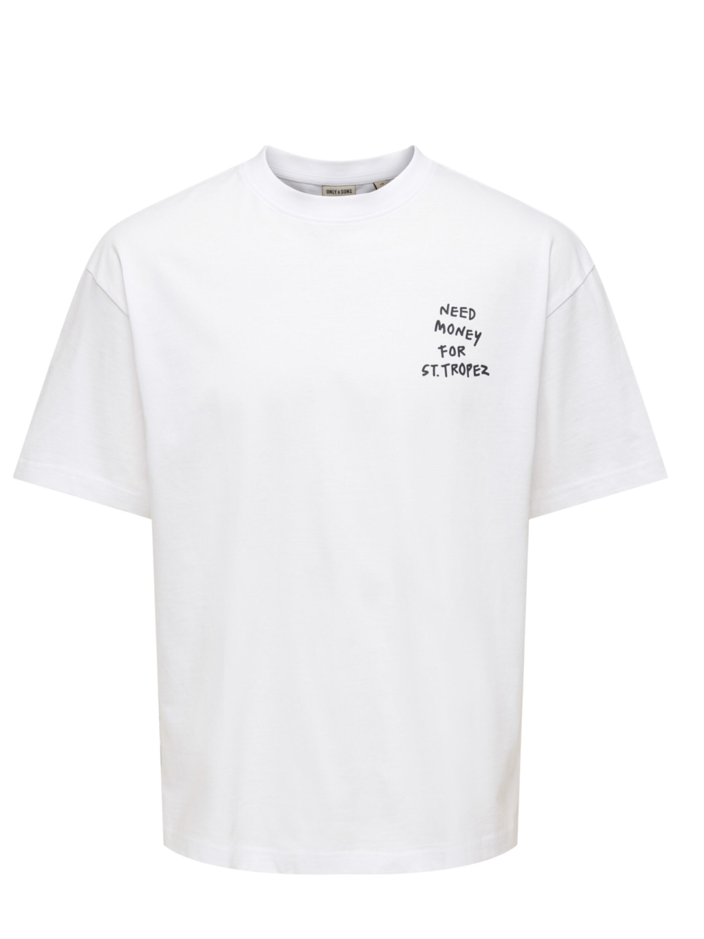 ONLY Shirt 'ONLY - Heren t-shirt' in Wit: voorkant