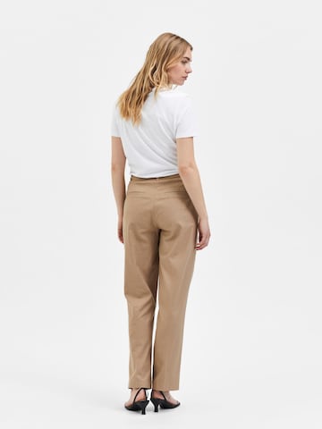 SELECTED FEMME - regular Pantalón plisado 'ZAZA' en marrón