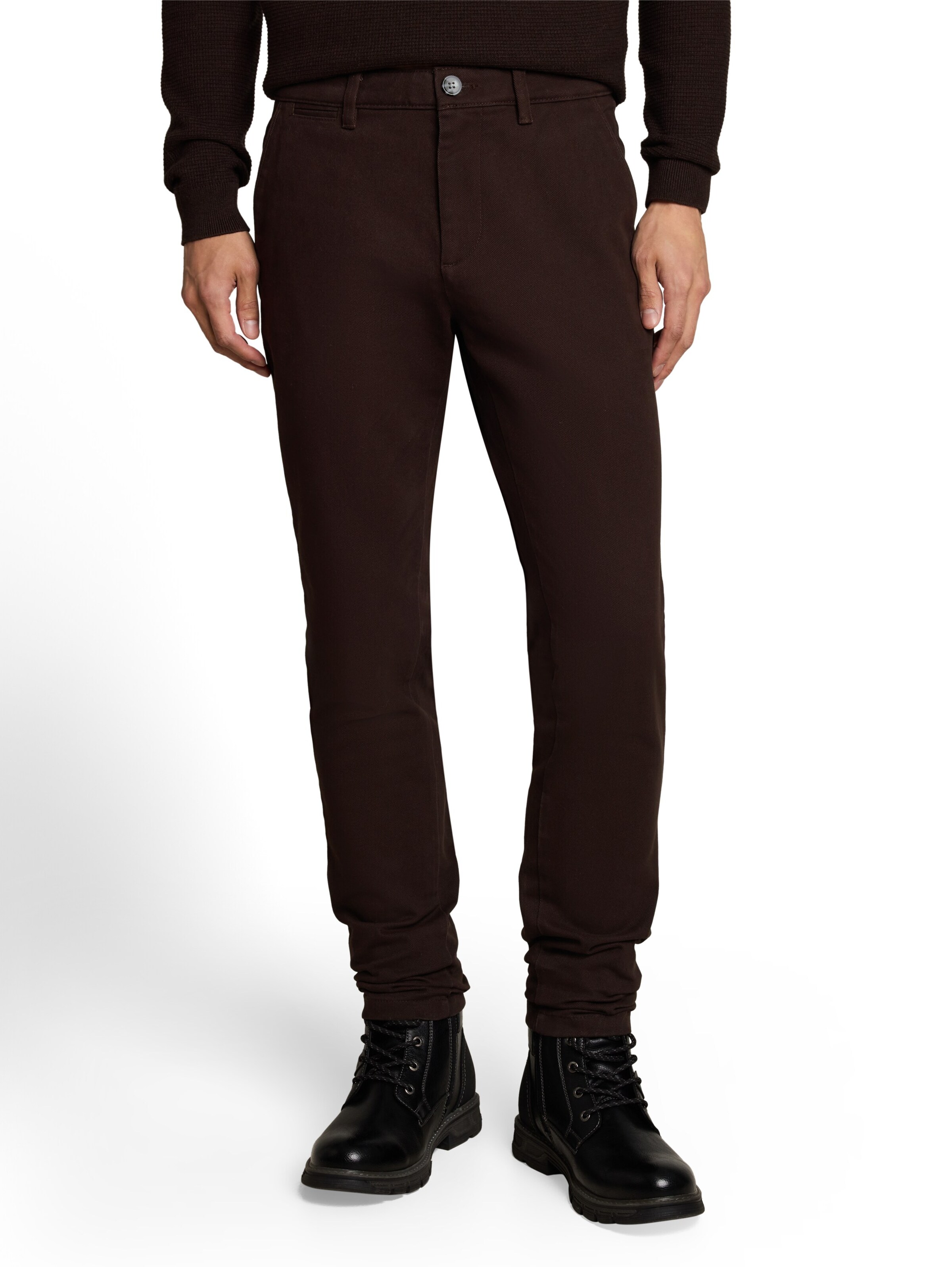 TOM TAILOR Slim fit Chino trousers 'SIMON' in Brown: front
