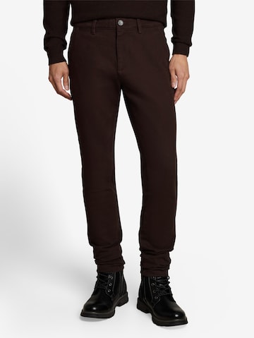 Coupe slim Pantalon chino 'SIMON' TOM TAILOR en marron : devant