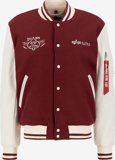 ALPHA INDUSTRIES Kurtka przejściowa 'Varsity Air Force' w kolorze burgund / białym, Podgląd produktu