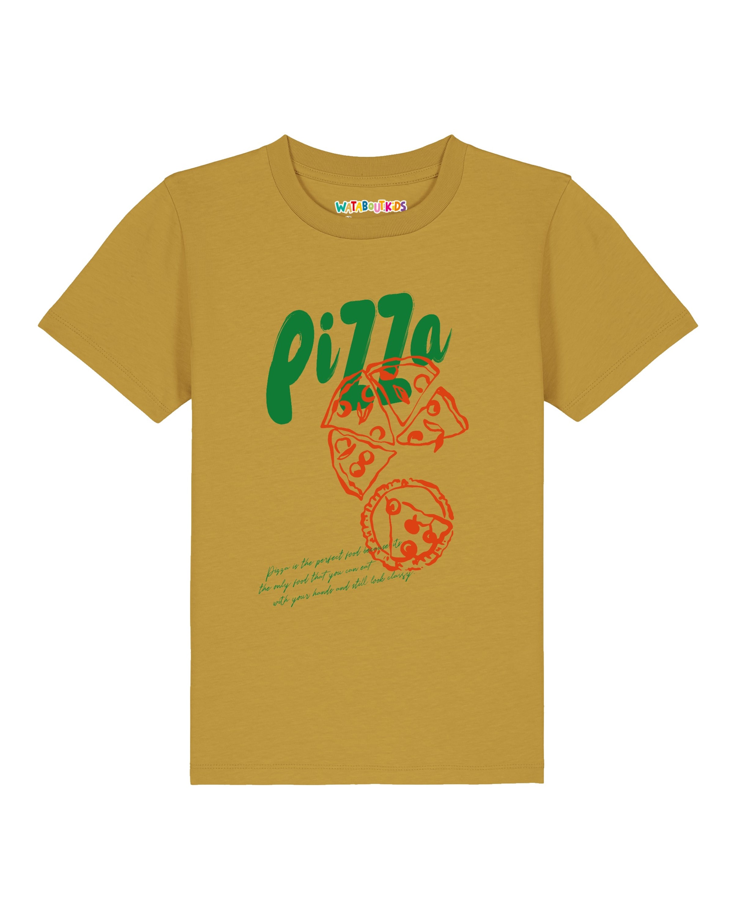 Maglietta 'Pizza' di watabout.kids in giallo: frontale