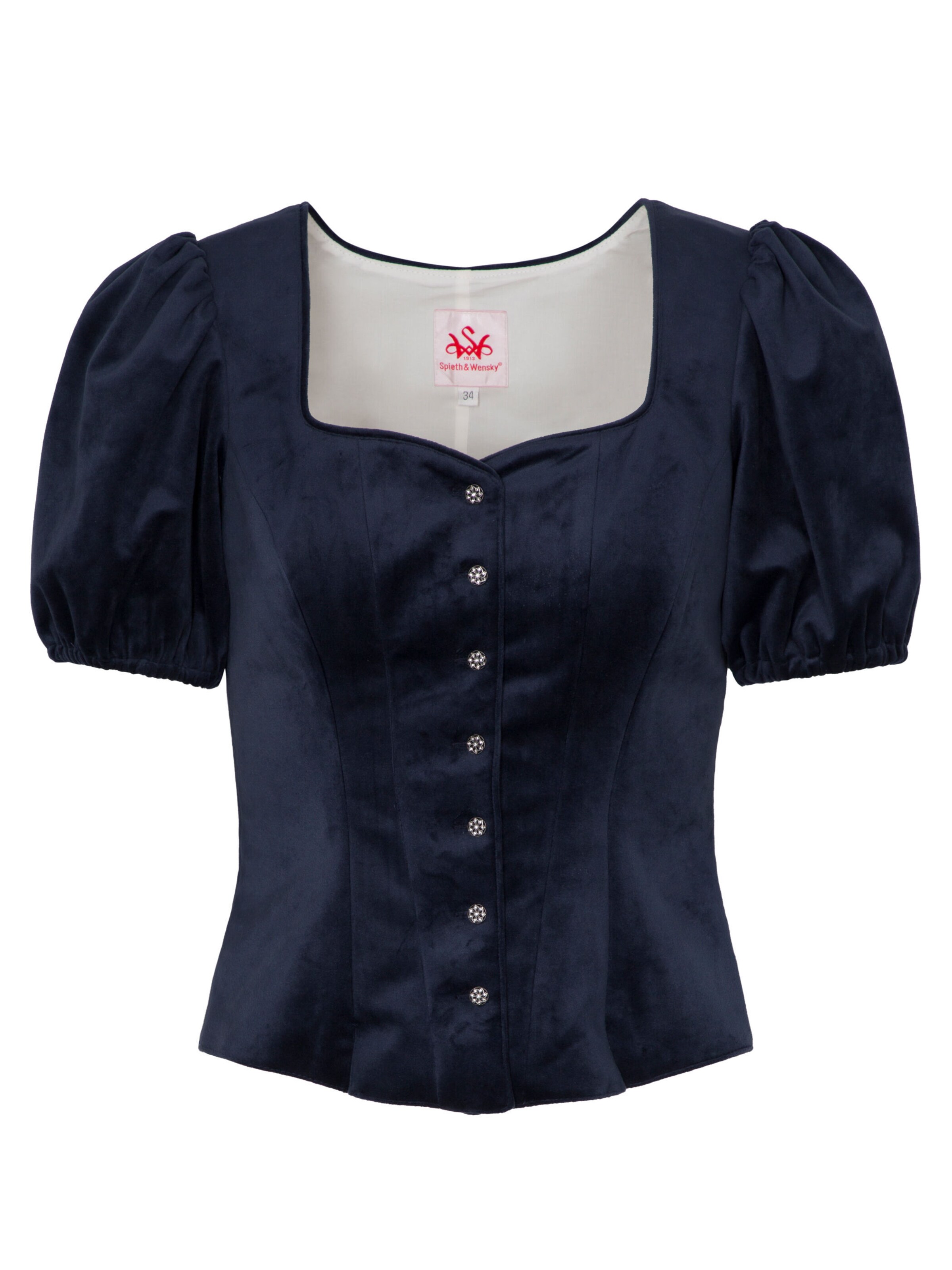 Blouse folklorique 'Griffin' SPIETH & WENSKY en bleu : devant