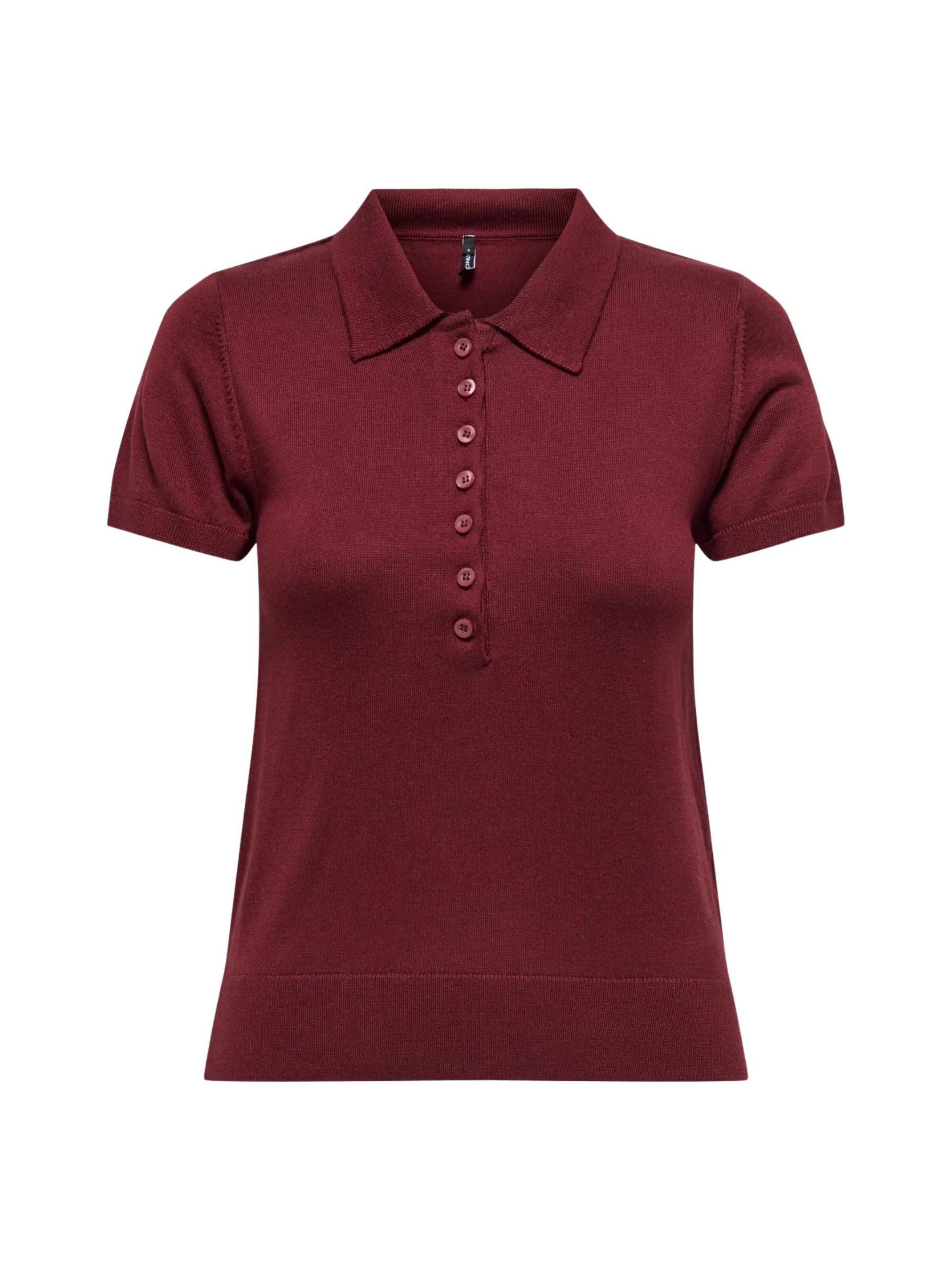 ONLY Koszulka 'ONLY ONLCATHERINE SS POLO NECK EX KNT POLO' w kolorze czerwony: przód
