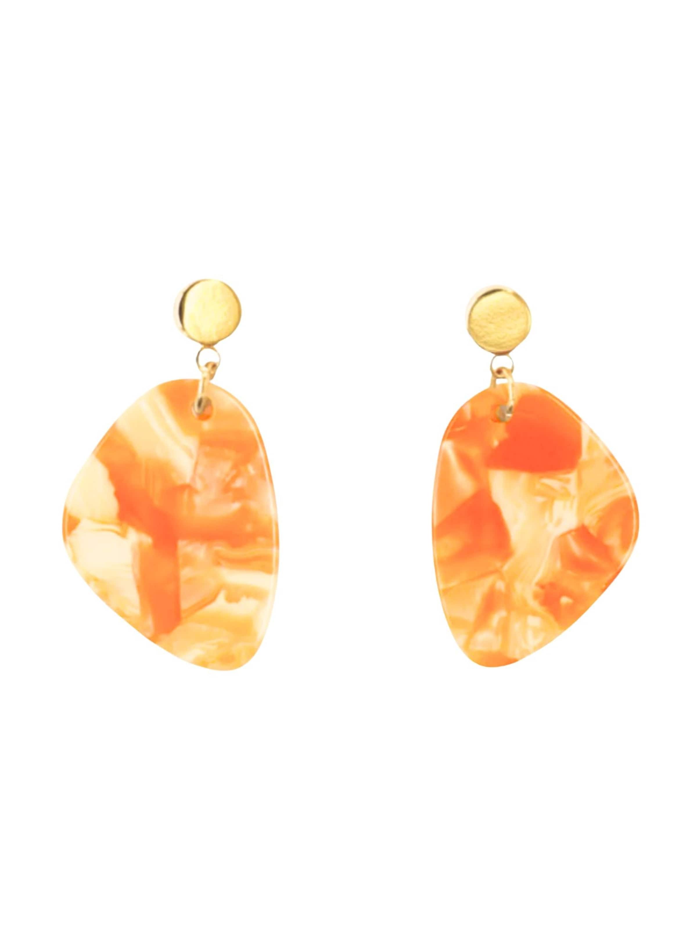 Fräulein Wunder Earrings 'Acetat Amy' in Orange: front
