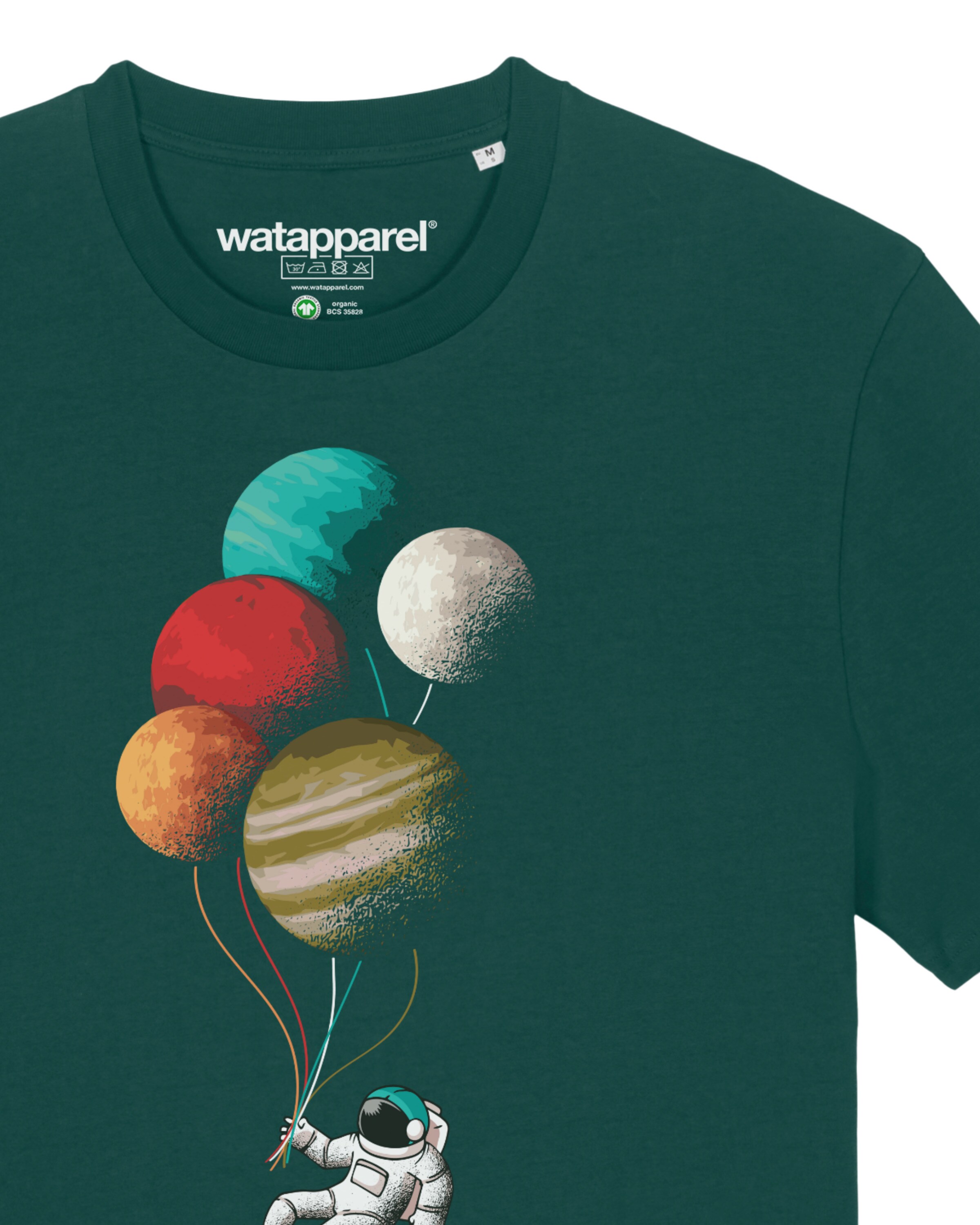 Maglietta 'Balloon Spaceman' di Watapparel in verde