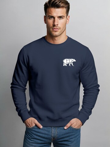 Neverless Sweatshirt 'Bär Lineart Polygon' in Blue