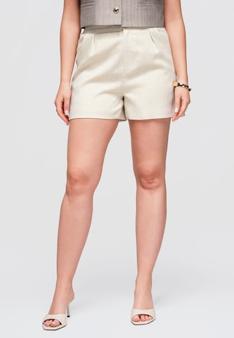 Ombre Regular Bandplooibroek in Beige: voorkant