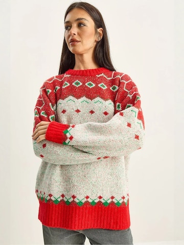 Pullover extra large di Bianco Lucci in rosso