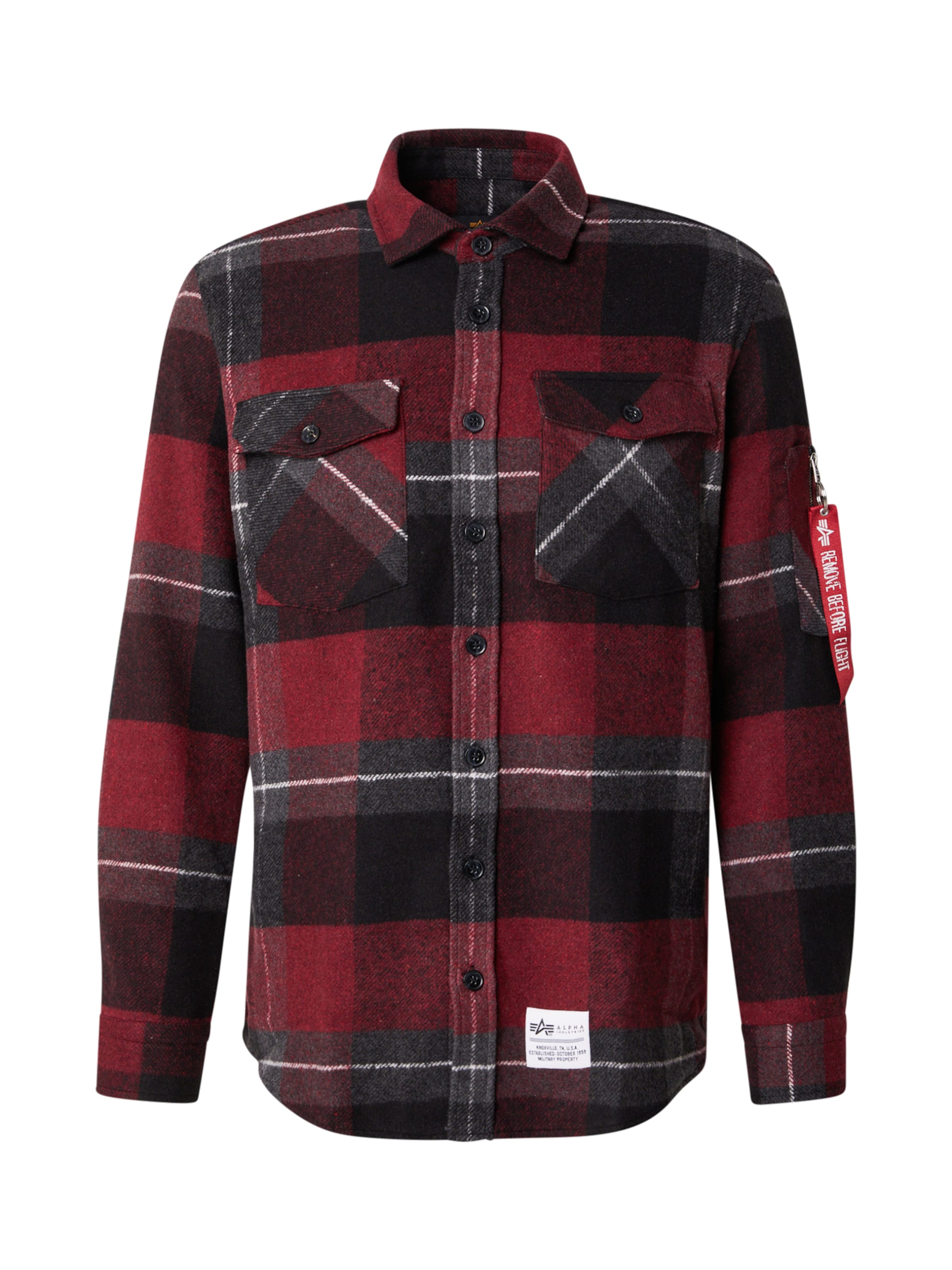 ALPHA INDUSTRIES Средняя посадка Рубашка в Черный: спереди