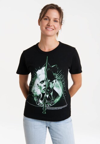 LOGOSHIRT Shirt 'Fantastic Beasts - Grindelwald vs. Dumbledore' in Zwart: voorkant